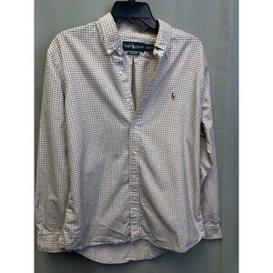 Ralph Lauren Mens pink Checkered Button Up Long Sleeve Shirt Size L SKU 7093